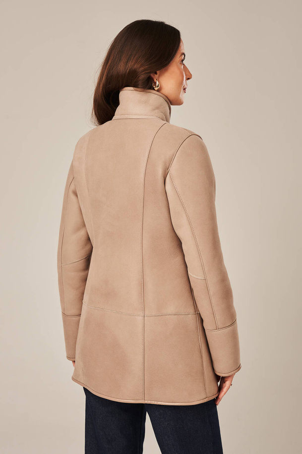 Damen Lammfelljacke, beige