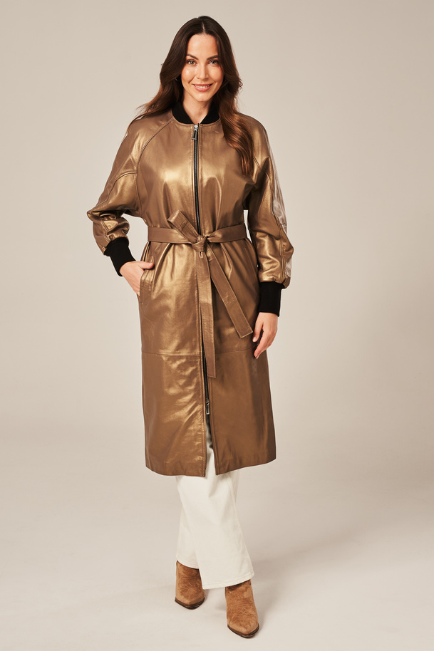 Ledermantel Damen lang cappuccino